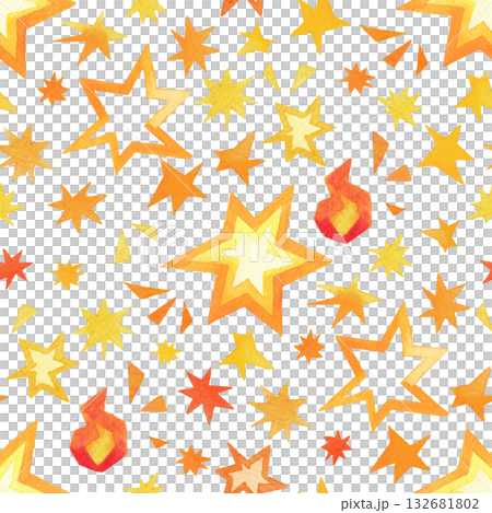 Fire Stars Seamless Pattern Watercolor Fire Stars Seamless Pattern Watercolor 132681802
