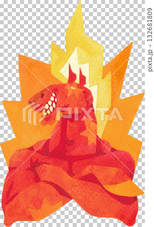 Fire Horse Bodybuilder Watercolor Illustration Fire Horse Bodybuilder Watercolor Illustration 132681809