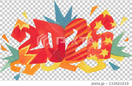 Happy New Year 2026 Lettering Clipart 132681810