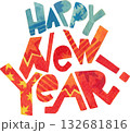 Happy New Year Watercolor Lettering Clipart Fire Horse Theme 132681816