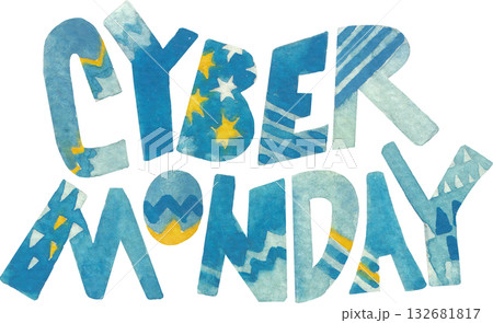 Cyber Monday Watercolor Lettering Clipart Cyber Monday Watercolor Lettering Clipart 132681817