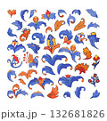 Graphic medieval floral elements 132681826