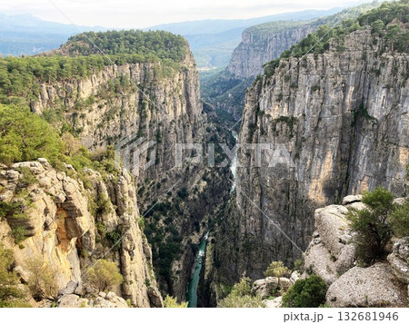 Landscape Tazi Canyon in Manavgat, Antalya, Turkey Aerial top view. Landscape Tazi Canyon in Manavgat, Antalya, Turkey Aerial top view. 132681946