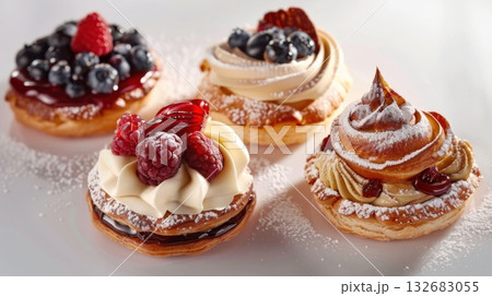 Collection of delicious pastries and cakes 132683055