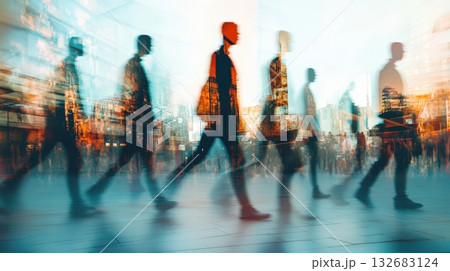 Multiple Exposure Effect Showing Persons Moving Multiple Exposure Effect Showing Persons Moving 132683124