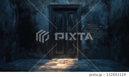 Mysterious Doorway Opening Into Darkness 132683129