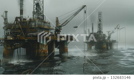 Oil Rigs And Environmental Impactのイラスト素材 [132683146] - PIXTA
