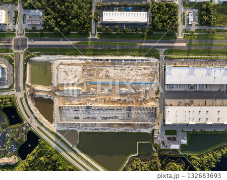 Construction site of new commercial logistics center in North Port, Florida Construction site of new commercial logistics center in North Port, Florida 132683693