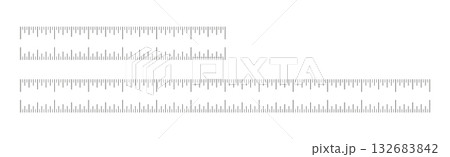 Measuring chart, ruler scale with 6 inch and 12 inches. Length measurement distance, height, math. Template of sewing tool. 132683842