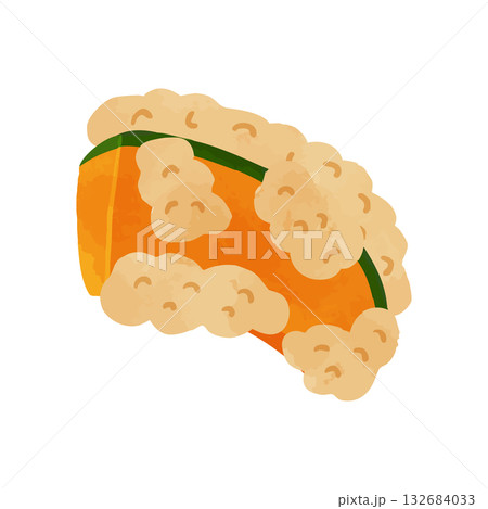かぼちゃ天ぷら　水彩風手描きベクターイラスト 132684033