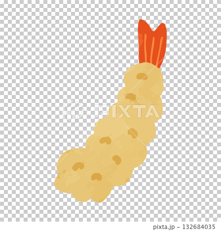 海老天ぷら　水彩風手描きベクターイラスト 132684035