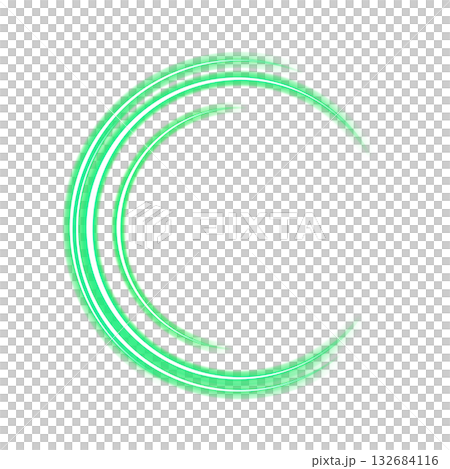 透明背景上的綠色圓形光環 132684116