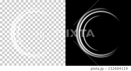 Circular light ring with transparent and black background 132684119