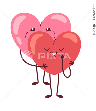Romantic hugging hearts cute characters Romantic hugging hearts cute characters 132684167