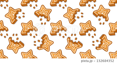 Seamless Bitten Gingerbread Star Pattern Seamless Bitten Gingerbread Star Pattern 132684352