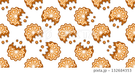 Seamless Gingerbread Snowflake Cookie Pattern Seamless Gingerbread Snowflake Cookie Pattern 132684353