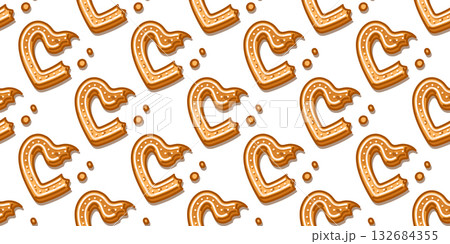 Seamless Bitten Gingerbread Mug Pattern Seamless Bitten Gingerbread Mug Pattern 132684355