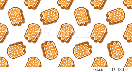 Seamless Gingerbread House Cookie Pattern 132684356