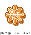Gingerbread Snowflake Cookie Illustration 132684374