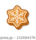 Gingerbread Snowflake Cookie Illustration 132684376