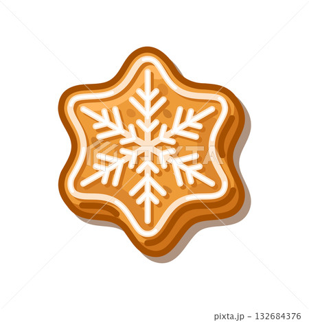 Gingerbread Snowflake Cookie Illustration Gingerbread Snowflake Cookie Illustration 132684376