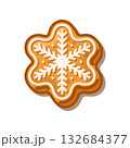 Gingerbread Snowflake Cookie Illustration 132684377