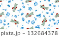 Seamless Cartoon Fish Water Pattern 132684378