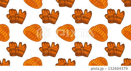 Seamless Orange Winter Clothes Pattern Seamless Orange Winter Clothes Pattern 132684379