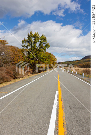 榛名山の直線道路　群馬県 132684423