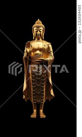 金の仏像（黒背景） 132684485
