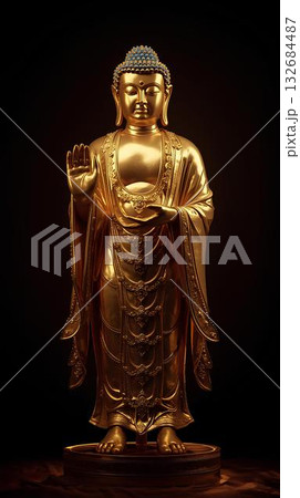 金の仏像（黒背景） 132684487