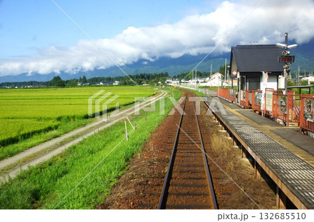 山形鉄道(フラワー長井線)からの車窓風景 四季の郷駅 山形鉄道(フラワー長井線)からの車窓風景 四季の郷駅 132685510