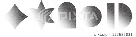 Minimal halftone geometric shapes with stipple shading 132685831