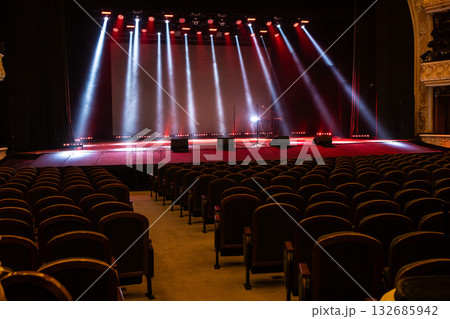 A spotlight on an empty stage. A spotlight on an empty stage. 132685942