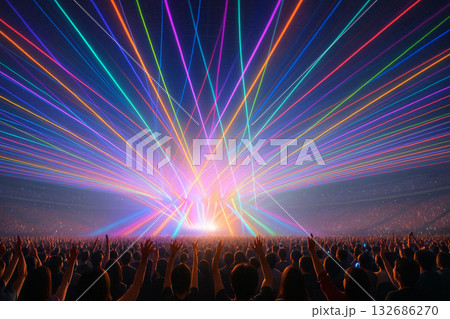 ライブで熱狂する会場とファンたち ライブで熱狂する会場とファンたち 132686270