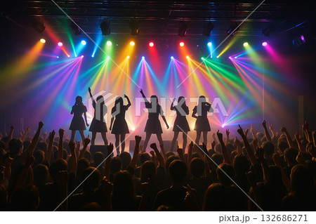 ライブで熱狂する会場とファンたち ライブで熱狂する会場とファンたち 132686271