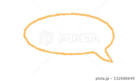 Hand drawn crayon speech bubble outline in round organic form. Orange balloon icon with text and chat message look. Simple talk shape for communication, rectangle and bubble style background. Hand drawn crayon speech bubble outline in round organic form. Orange balloon icon with text and chat message look. Simple talk shape for communication, rectangle and bubble style background. 132686649