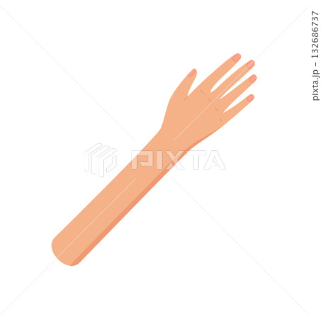 Open human hand in cartoon graphic style. Open arm and distinct fingers symbolize communication and gesture. Flat colorful design concept for banners, posters, creative projects. Open human hand in cartoon graphic style. Open arm and distinct fingers symbolize communication and gesture. Flat colorful design concept for banners, posters, creative projects. 132686737