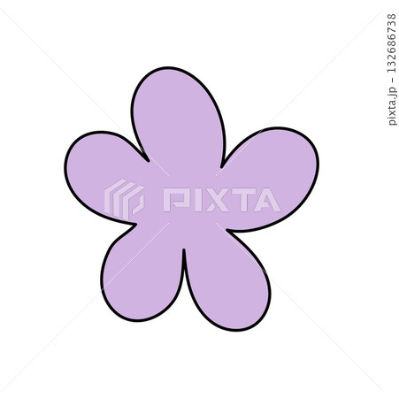 Groovy retro flower shape flat purple abstract style forms a cute 70s element. Purple color with y2k mood as groovy element gives vintage playful accent for trendy pop projects. Groovy retro flower shape flat purple abstract style forms a cute 70s element. Purple color with y2k mood as groovy element gives vintage playful accent for trendy pop projects. 132686738