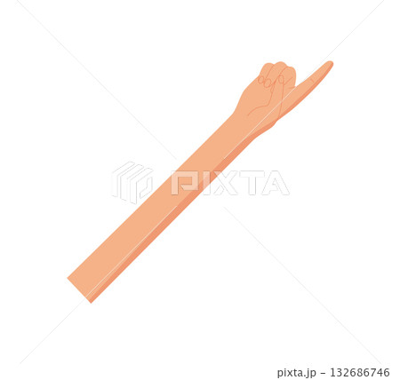 Flat hand gesture showing number one. Bare hand with raised finger expresses number and count, signal style position. Simple human gesture with upward palm, professional concept. Flat hand gesture showing number one. Bare hand with raised finger expresses number and count, signal style position. Simple human gesture with upward palm, professional concept. 132686746