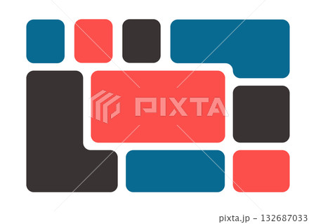 Modern bento grid layout. Photo collage, moodboard, magazine or brochure template. Poster or banner modular framework isolated on white background. Vector flat illustration 132687033