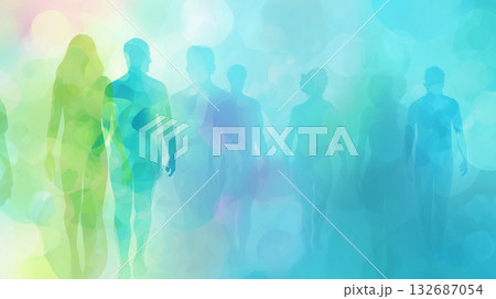 多様性を示す人々の集合体 - 多様な体型、年齢、肌の色のシルエットと健康の概念 132687054