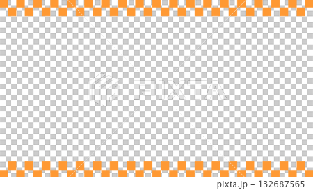日式方格圖案邊框線條背景插圖，橫向，橙色，向量 png 格式 132687565
