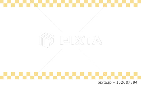 和柄パターン 市松模様フレームのライン線の背景イラスト 横長 黄色金 ベクターpng 和柄パターン 市松模様フレームのライン線の背景イラスト 横長 黄色金 ベクターpng 132687594