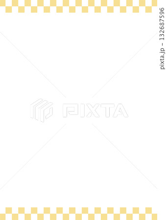 和柄パターン　市松模様フレームのライン線の背景イラスト　縦長　黄色金　ベクターpng 132687596