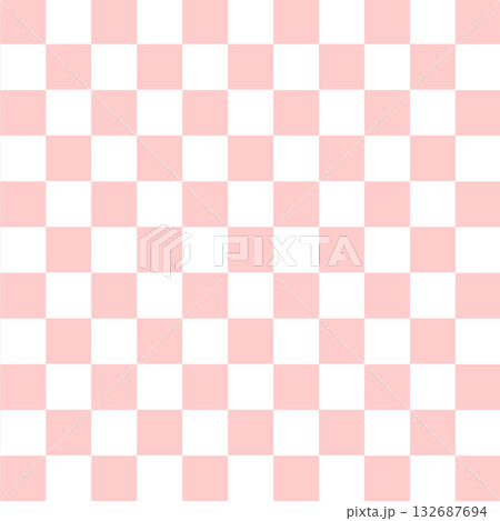 和柄パターン　市松模様フレームの背景イラスト　四角形　桜ピンク色　ベクターpng 132687694