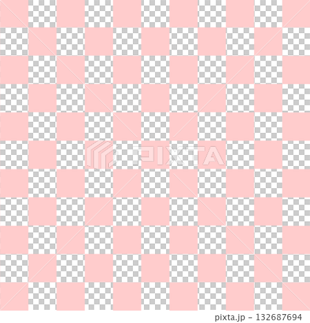 和柄パターン　市松模様フレームの背景イラスト　四角形　桜ピンク色　ベクターpng 132687694