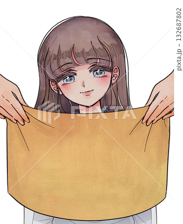 レトロ漫画風イラスト・パーソナルカラー診断、イエベ春の女性 レトロ漫画風イラスト・パーソナルカラー診断、イエベ春の女性 132687802