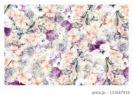 桜と春の花をあわせたシックな絵はがき 桜と春の花をあわせたシックな絵はがき 132687858