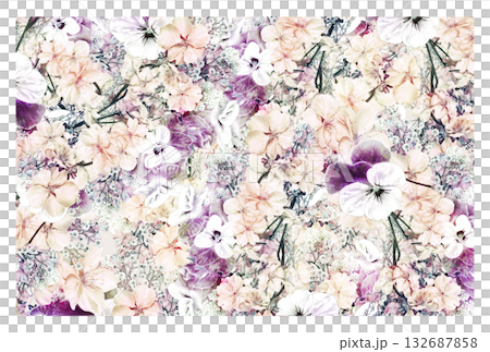 A chic postcard featuring cherry blossoms and spring flowers 132687858